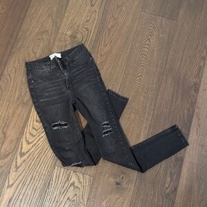 Free People Charcoal Distressed Skinny Jeans